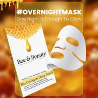 Bee & Beauty Bio Collagen Overnight Mask Pack of 3 | Korean Face Mask For Glass Skin | Sheet Mask For Deep Hydration, Pore minizmizing With Goodness Of Honey
