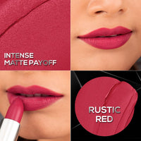 RENEE Prime Matte Lipstick - Rustic Red, Lightweight & Long-Lasting Formula, Creamy Matte Finish, One Swipe Application, Non-Drying, Vitamin E Infused, 4.5Gm