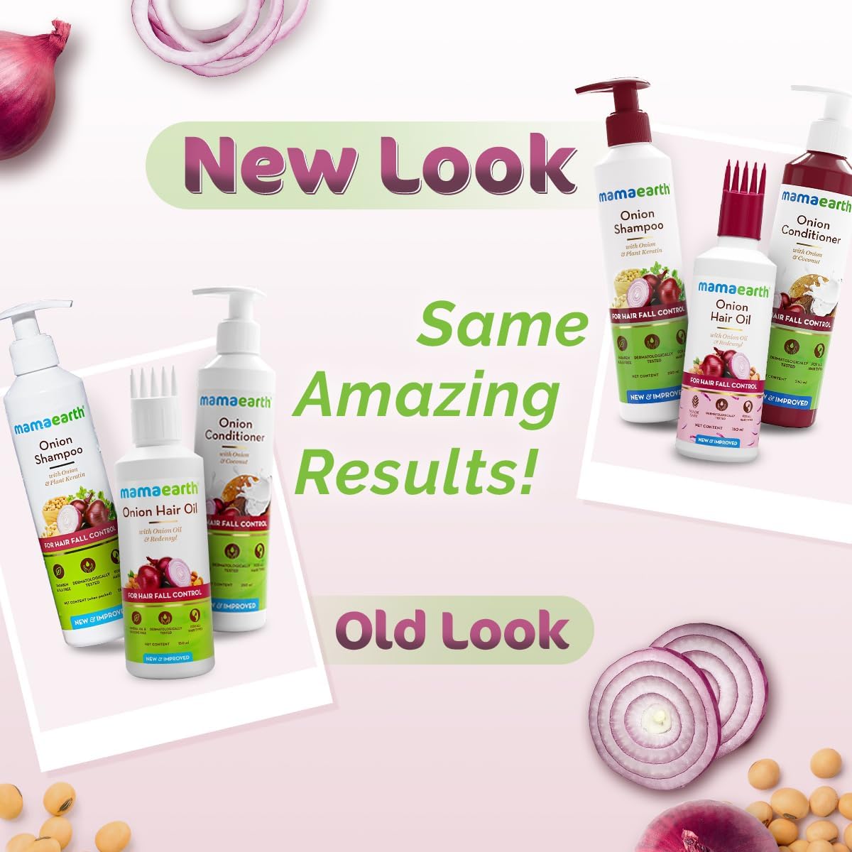 Mamaearth Anti Hair Fall Spa Range Hair Care Set: Onion Shampoo 250 ml + Onion Conditioner 250 ml + Onion Hair Oil 150 ml
