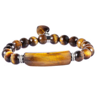 TUMBEELLUWA Healing Stone Bracelet 8mm Beads Chakra Crystal Energy Heart Charm Bracelet Handmade Jewelry for Women #4 tiger's  eye crystal stone