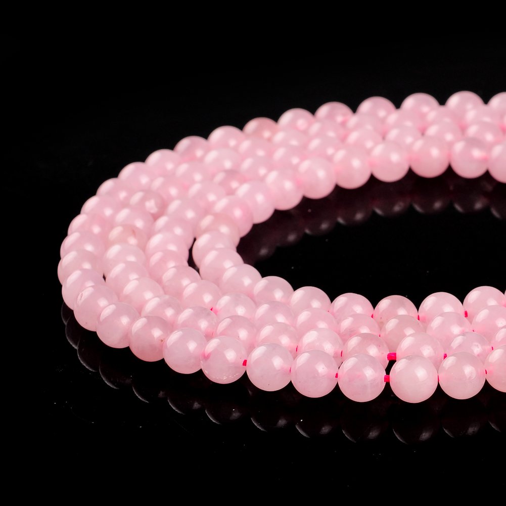 Natural Stone Beads 6mm Rose Quartz Gemstone Round Loose Beads Crystal Energy Stone Healing Power for Jewelry Making DIY,1 Strand 15"