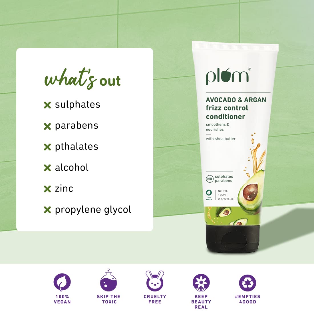 Avocado & Argan Frizz Control Conditioner I For Frizzy, Curly & Wavy Hair | Contains Avocado Oil, Shea Butter & Argan Oil | Sulphate-Free I 100% Vegan