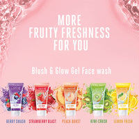 Lakmé Blush & Glow Strawberry Refreshing Gel Face Wash 100 G, With 100% Natural Fruit For Glowing Skin - Daily Gentle Exfoliating Facial Cleanser (Pack Of 2)