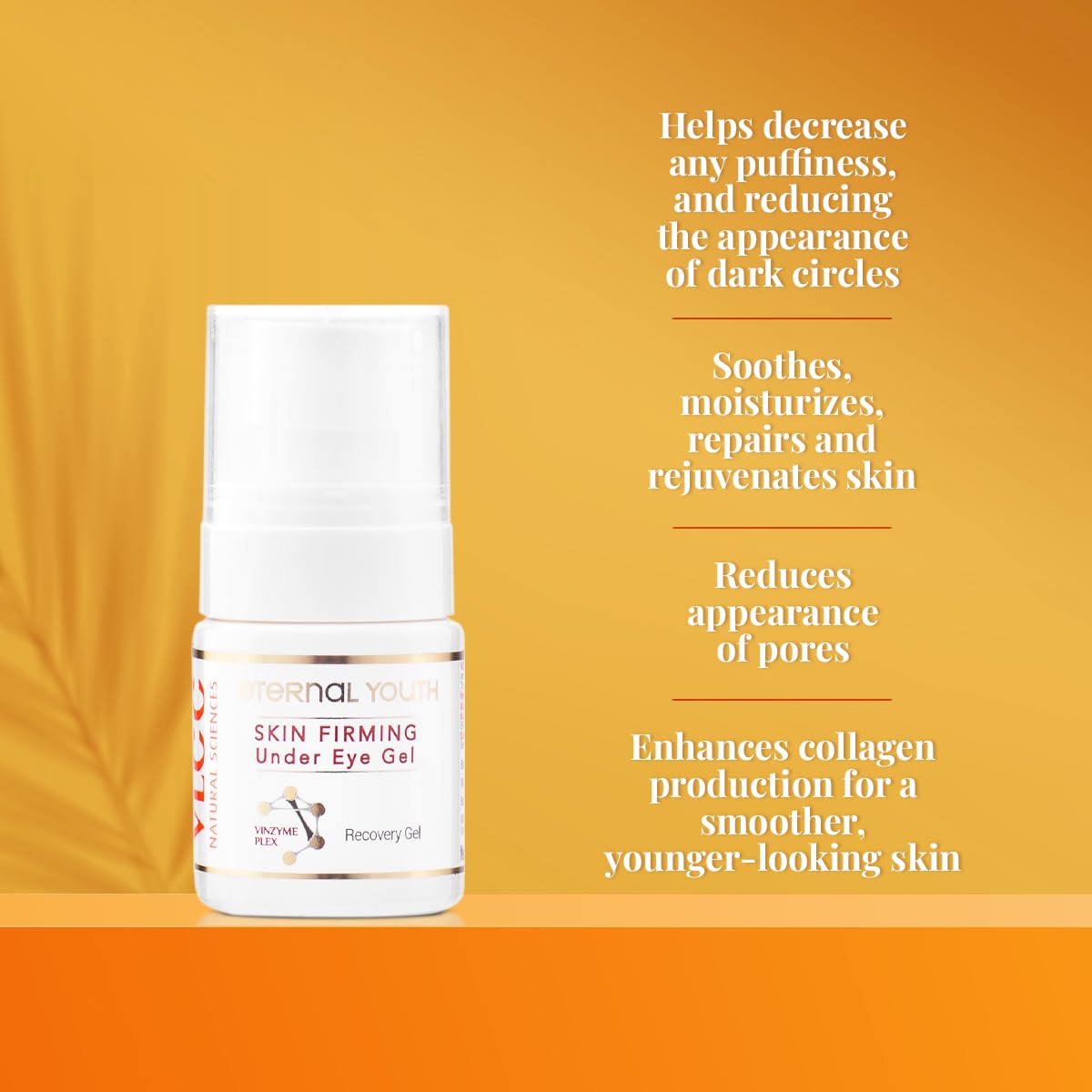 VLCC Eternal Youth Skin Firming Under Eye Gel - 20ml | Reduces Puffiness, Minimizes Pore Visibility, Smoothens Skin | Anti-Ageing Recovery Eye Gel | With Vinzyme Plex, Vitamin E and Niacinamide.