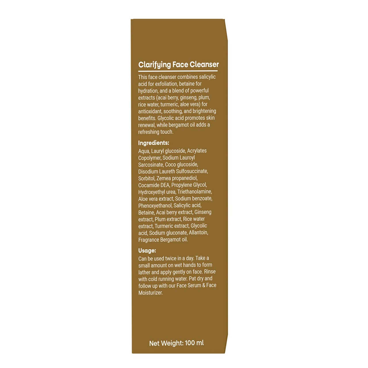 Jivada Sulphate & Paraben-Free Face Wash Cleanser with Salicylic Acid, Rice Water & 20 more ingredients| Brightens Skin, Controls Sebum, Anti-Acne | Acts as Anti-Aging| For Men & Women | Dermatologist Tested | 100ml