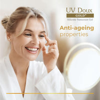 Brinton UV Doux Gold Silicone Sunscreen Gel SPF 50 PA+++ With Vitamin C&E|Clinically Tested,Water Resistant&Non- Greasy|UVA/UVB Protection Against UVA/UVB Rays| For All Skin Types,100 Gm (Pack Of 1)