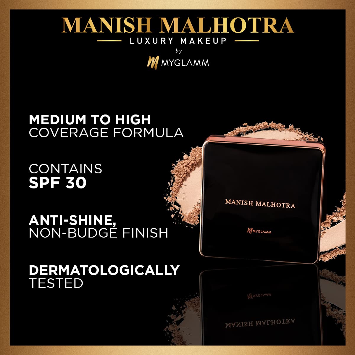 MyGlamm Manish Malhotra Beauty Skin Awakening Compact, Warm Crème,9gm | For Fair to Medium Skin | Medium Coverage Compact Powder With SPF 30 | Matte Finish, Water-Resistant, Anti -Shine