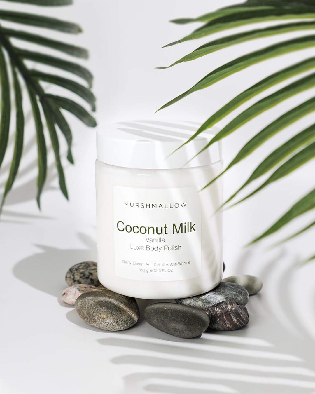 Murshmallow Coconut Milk & Vanilla Luxe Body Scrub / Polish 350gm | With Lactic Acid, Hyaluronic & Niacinamide | Anti-cellulite & Anti-Wrinkle| Remove Tan & Dead Skin | Deep Exfoliating Scrub for Hydrating & Brightening Skin | Men & Women