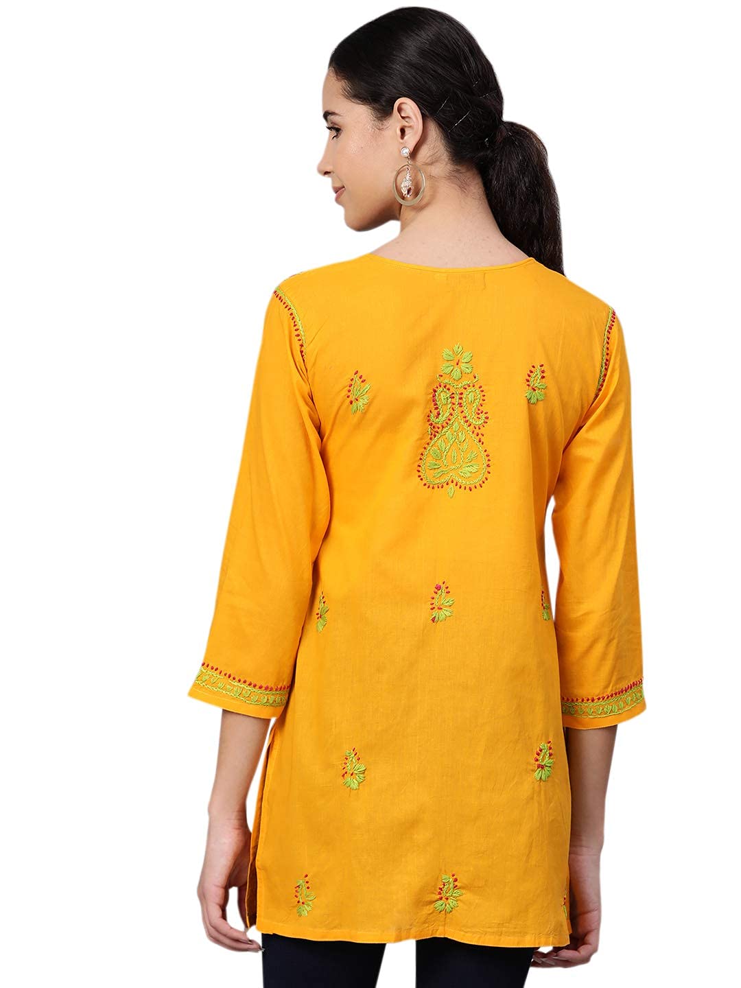 Ada Women's  Cotton Top Hand Embroidered Lucknowi Chikankari Tunic Kurti
