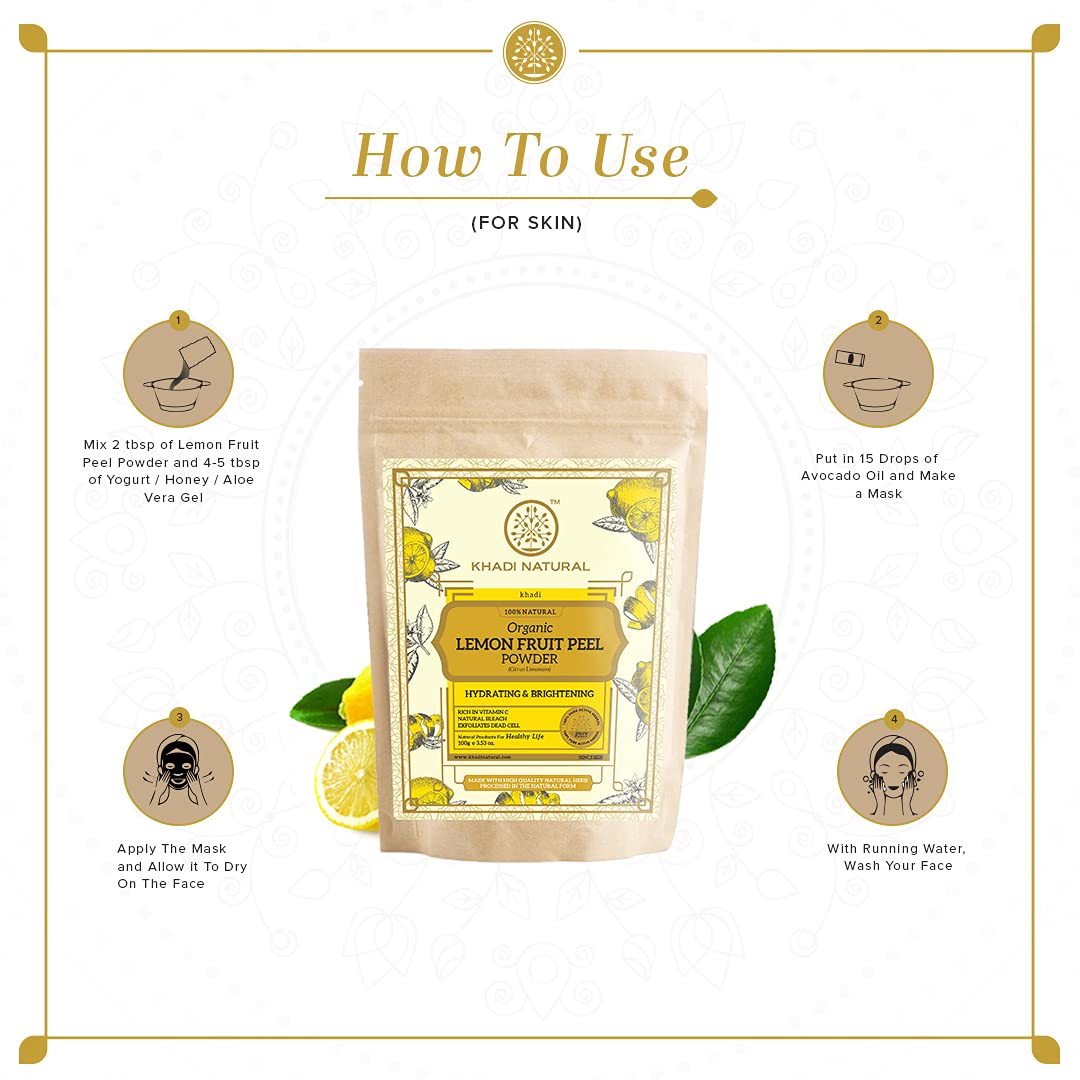 KHADI NATURAL Lemon Fruit Peel Organic Powder Pack of 2 (2x100gm) 200gm