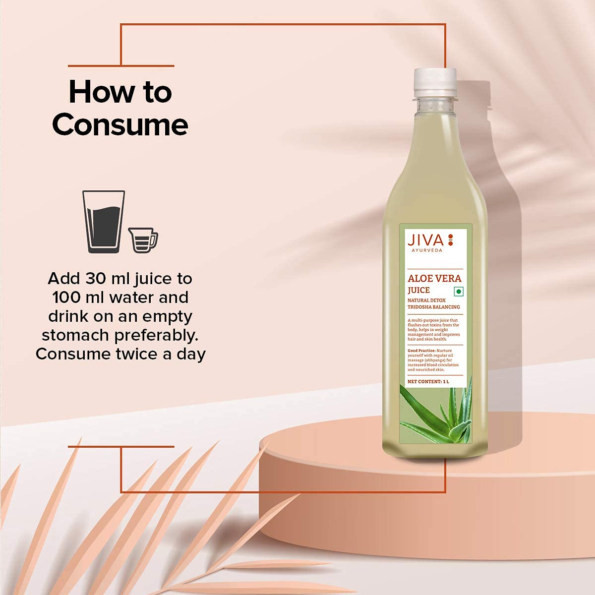Jiva Aloe Vera Juice 1 Litre | Cold Pressed Juice Boosts Immunity, Improves Digestion, Detoxifies The Body | Promotes Healthy Skin & Hair | No Artificial Flavour & Suger (Pack of 1)