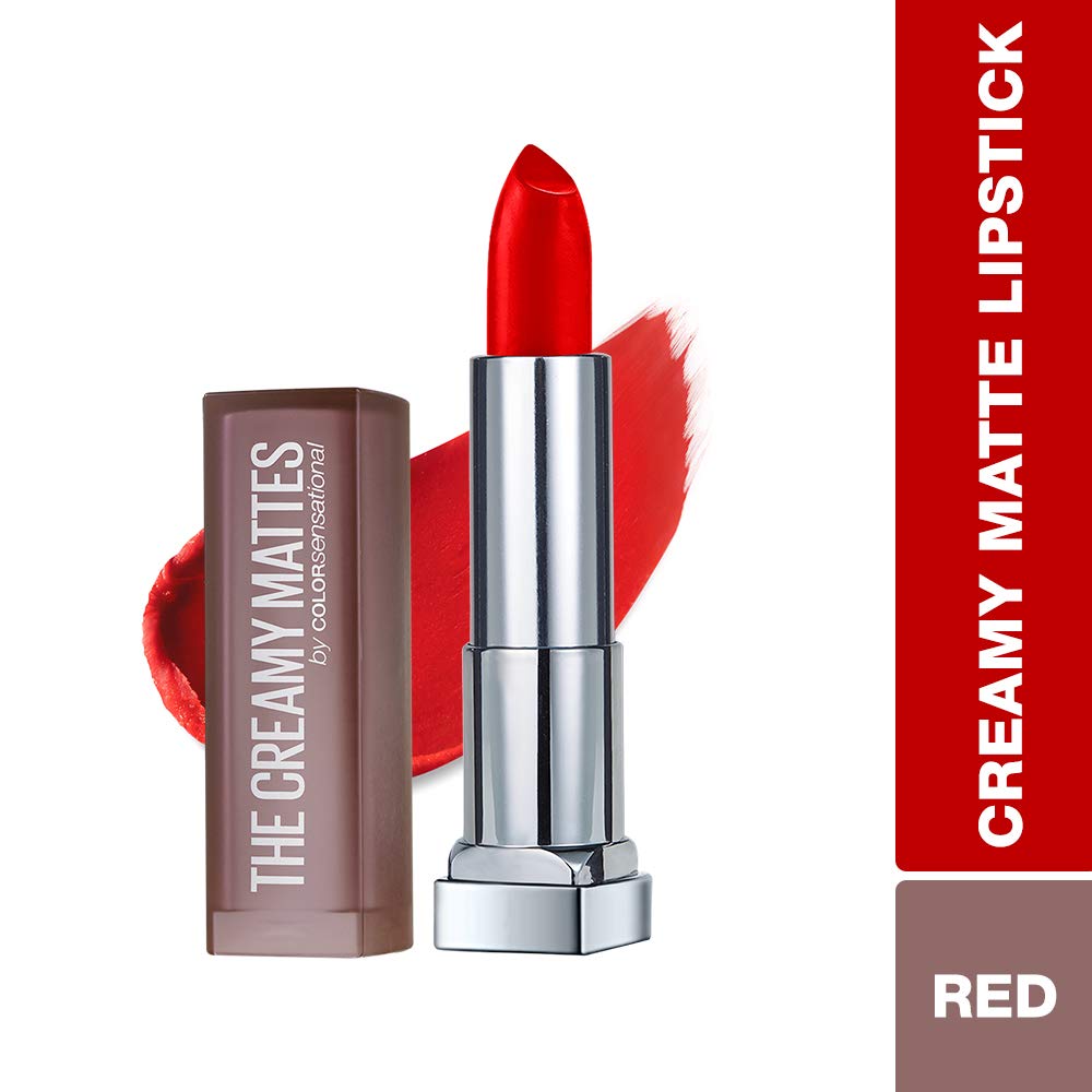Maybelline New York Color Sensational Creamy Matte Lipstick, 690 Siren in Scarlet, 3.9g And Maybelline New York Color Sensational Creamy Matte Lipstick, 696 Burgundy Blush, 3.9g