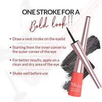 Olivia Intense Liquid Eyeliner - Black | Waterproof, Smudge-Proof, Long-Lasting Eyeliner for Women | Glossy Finish, Quick-Dry Formula, Precise Fine Tip | Eye Liner Makeup for Bold, Defined Eyes - 3ml