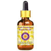 Deve Herbes Rosemary Essential Oil (Rosmarinus officinalis) with Glass Dropper for Healthy Hair Pure | Non-Sticky | Non-greasy | Lightweight | Men & Women | All Skin Types | Steam Distilled 10ml