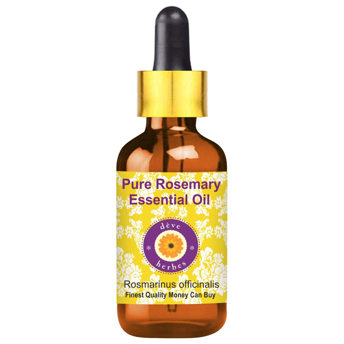 Deve Herbes Rosemary Essential Oil (Rosmarinus officinalis) with Glass Dropper for Healthy Hair Pure | Non-Sticky | Non-greasy | Lightweight | Men & Women | All Skin Types | Steam Distilled 50ml