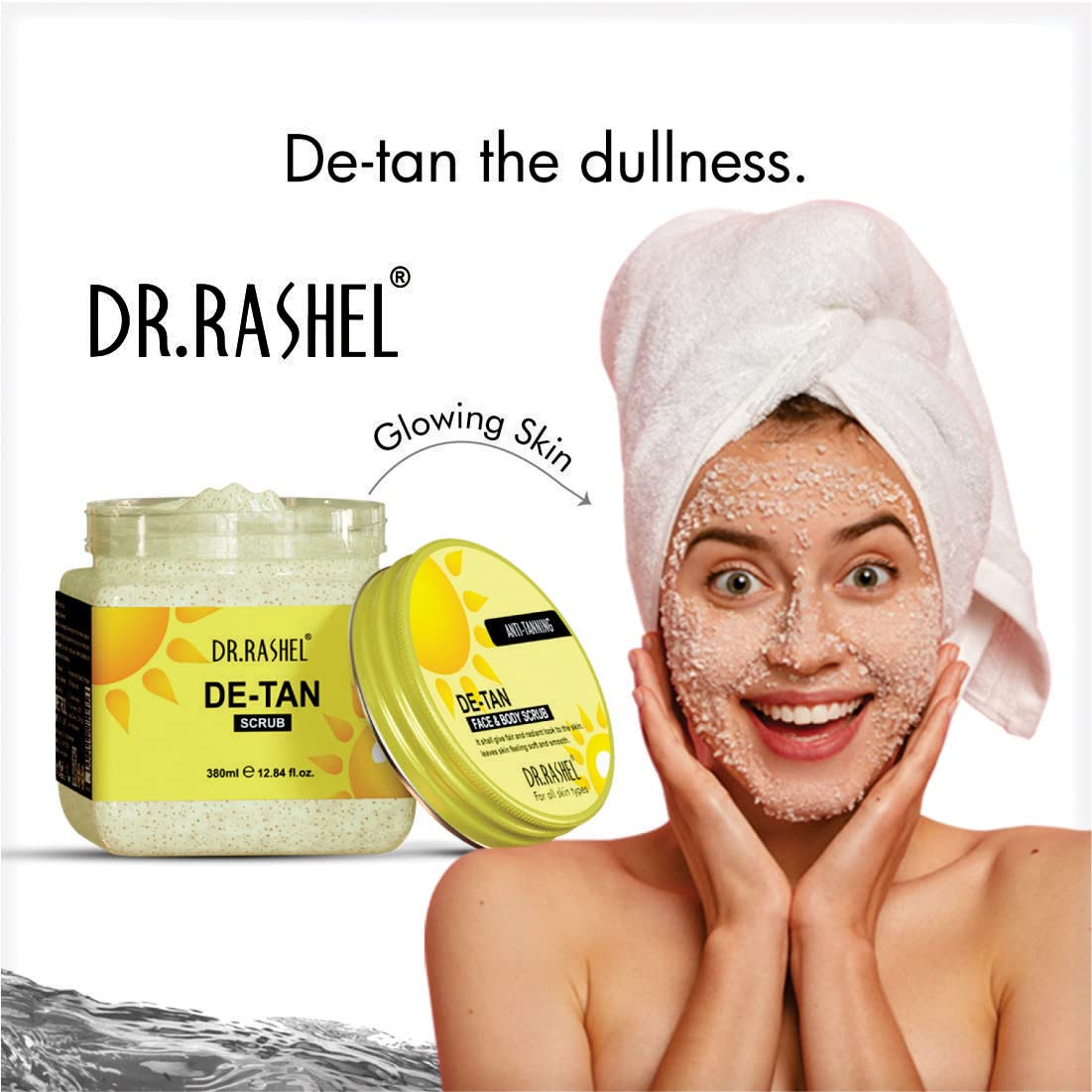 DR.RASHEL De-Tan Scrub For Face & Body (380 Ml) | Revitalizing Tan Removal || Cleanser,Dead Skin|| Blackhead Remover For Deep Exfoliation Scrub