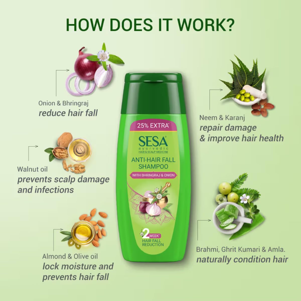 SESA Ayurvedic Hair Oil 100Ml + Ayurvedic Anti Hairfall Shampoo 200Ml Combo Pack Control Hair Fall Nourishes Scalp Help Hair Growth For Men & Women