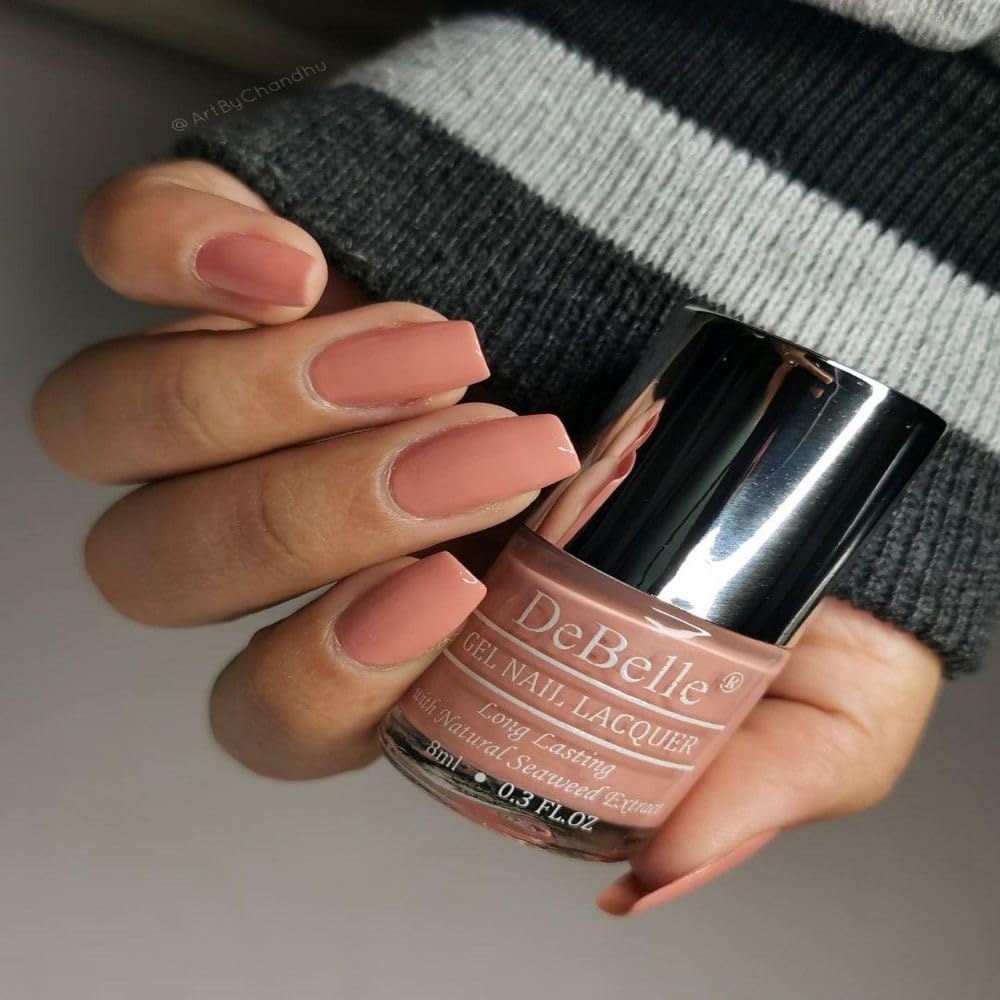 Debelle Gel Nail Polish Salmon Ballerina (Dusty Nude Nail Paint)|Non Uv - Glossy Finish |Chip Resistant | Seaweed Enriched Formula| Long Lasting|Cruelty And Toxic Free| 8Ml