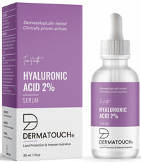 DERMATOUCH Hyaluronic Acid 2% Serum | For intense Hydration, Glowing Skin | Specially for Dry Skin | For both Men & Women | 30ml