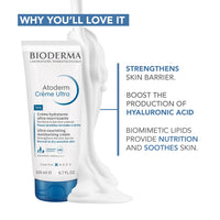Bioderma Atoderm Creme Ultra-Nourishing - Moisturizer with Niacinamide | Boosts Hyaluronic Acid & Ceramides for Normal, Sensitive & Dry Skin for Face & Body