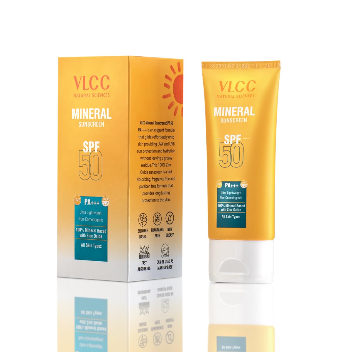VLCC Mineral Sunscreen Spf 50 Pa+++ - 50G, Ultra Lightweight, And Non-Comedogenic, Sun Protection From Uva & Uvb Rays, 100% Mineral Based With Zinc Oxide. - All