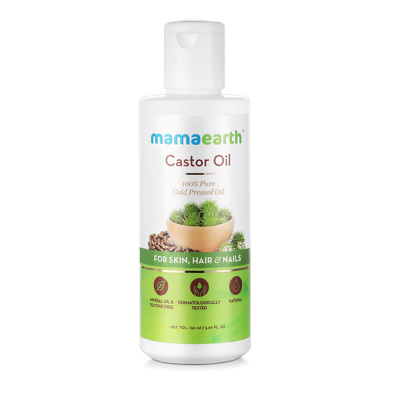 Mamaearth 100% Pure Castor Oil, Cold Pressed, To Support Hair Growth, Good Skin And Strong Nails, 150 Ml