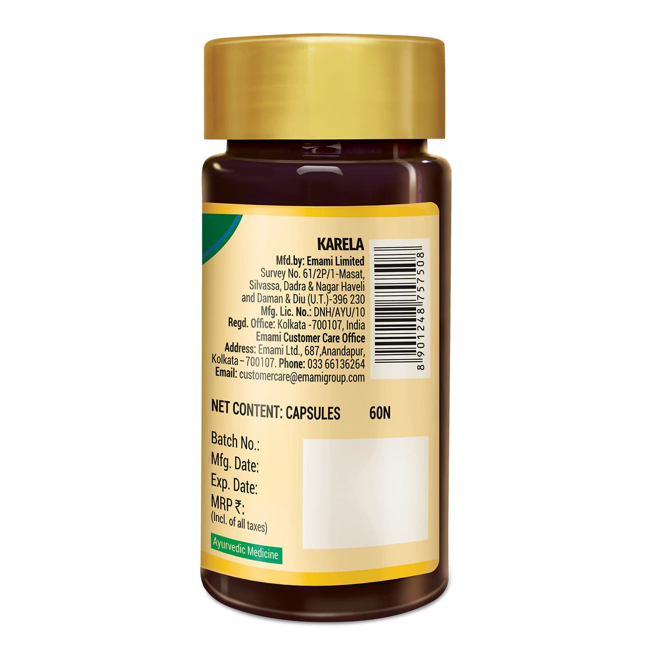 Zandu Karela (Bitter Melon) - 60 Veg Capsules, Helps for Healthy Sugar Levels, Boosting Metabolism & Known for Blood Purification