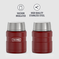 THERMOS Stainless King Vacuum-Insulated Food Jar with Spoon, 16 Ounce, Rustic Red