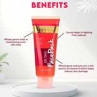 Jovees Herbal De-Tan Face Pack | Contains Wheat Germ and Carrot | For Tan Removal and Skin Revitalization | Bright and Glowing Skin 100gm (Pack of 2)