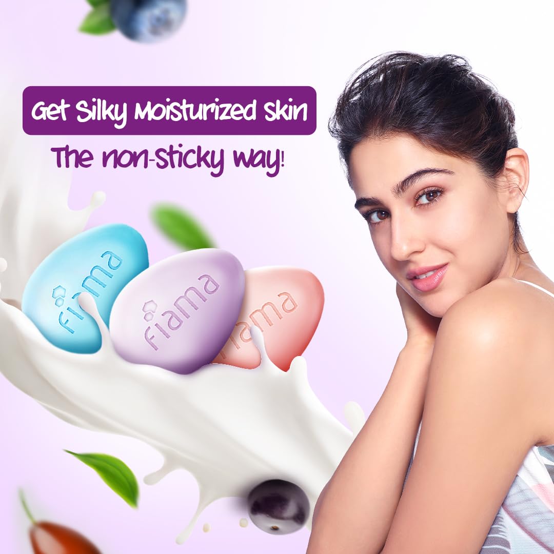 Fiama Moisturizing Soap Bars Celebration Pack, Japanese Hokkaido Milk & Berries, Fiama Soaps Pack of 5, Non-Sticky Moisturized Skin, 1/3rd Skin Moisturizers, Vitamin F, Buy 4 Get 1 Free