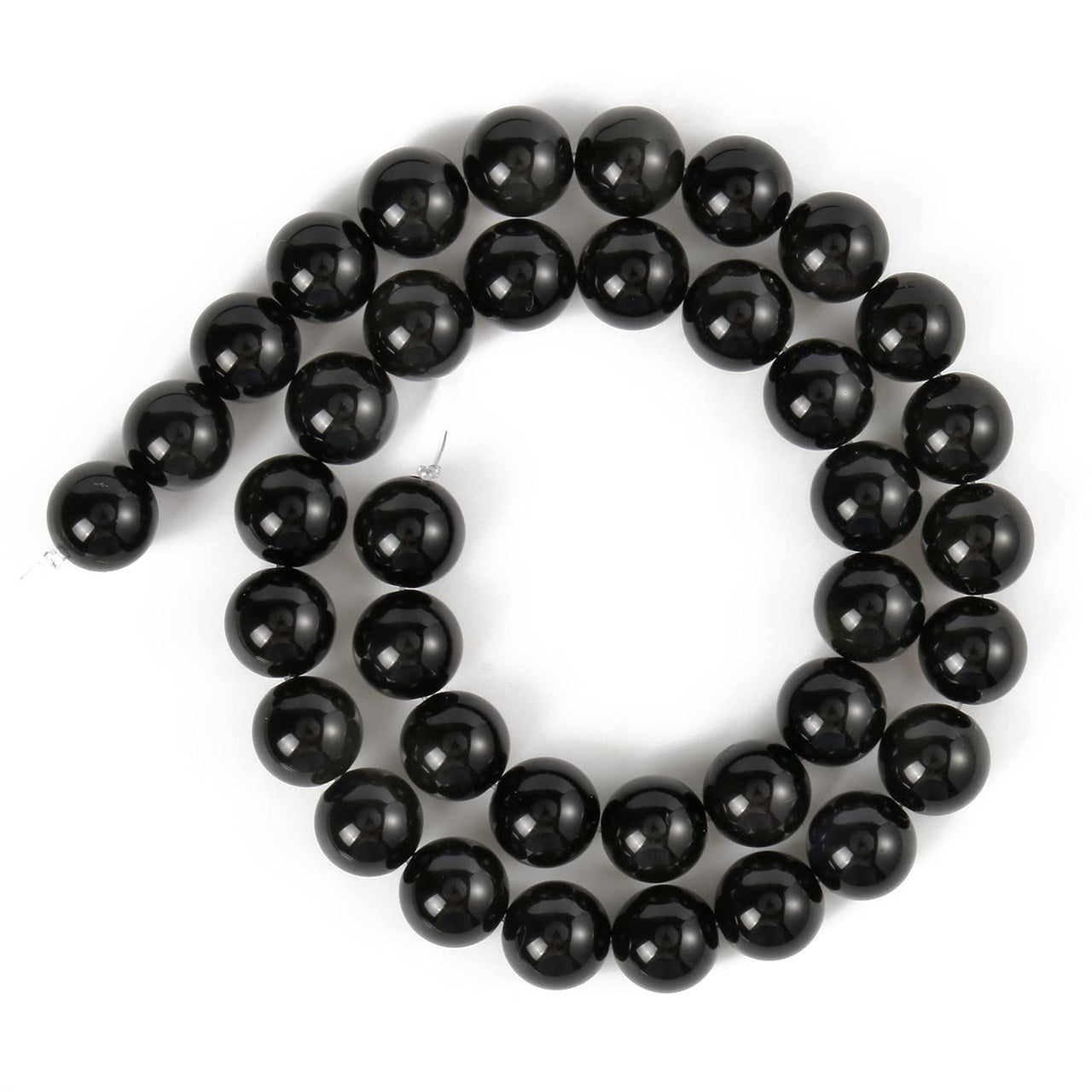 35pcs 10mm Natural Stone Beads Black Obsidian Beads Energy Crystal Healing Power Gemstone for Jewelry Making, DIY Bracelet Necklace