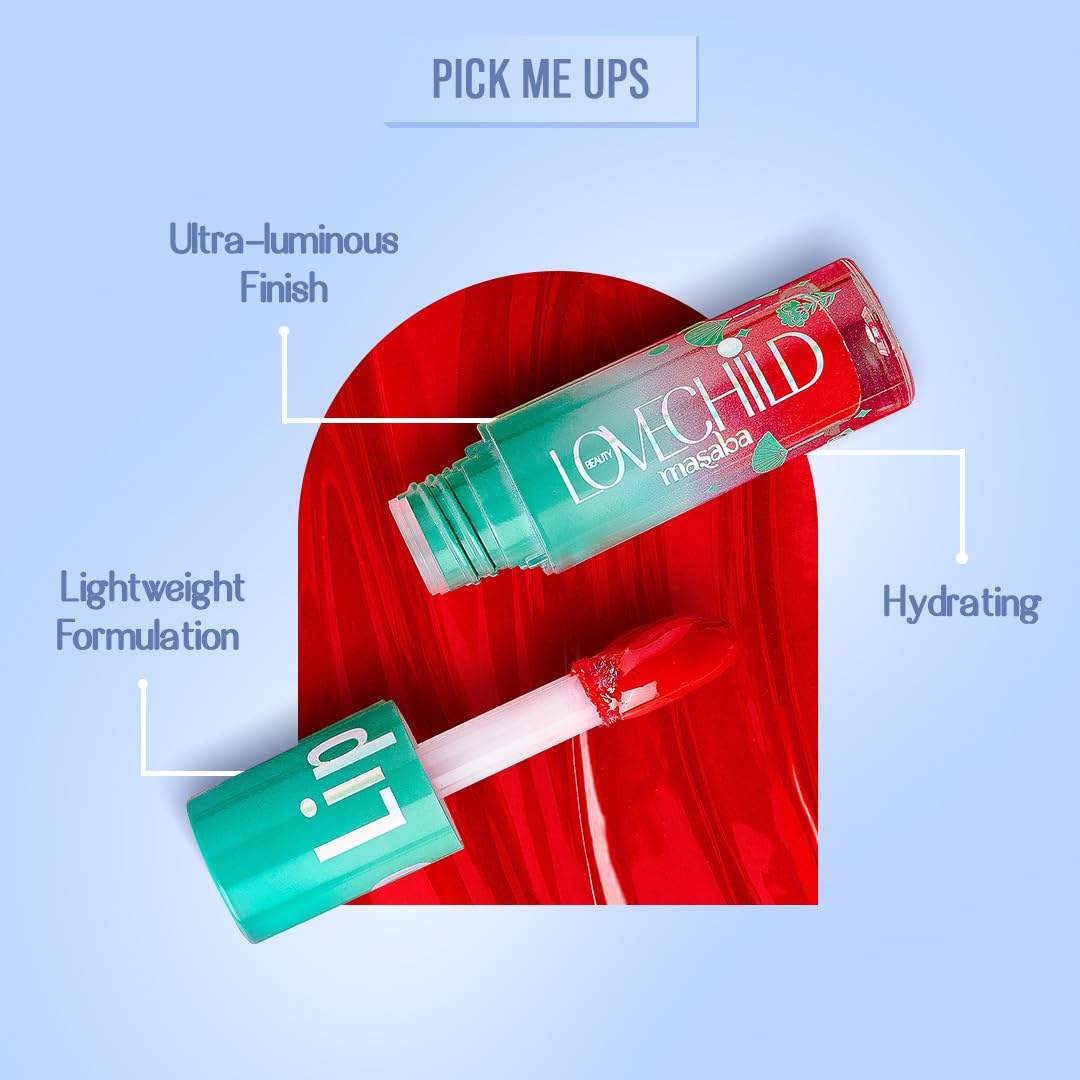 Lovechild Masaba Lip Gelato Tinted Lip Oil|Hydrating, Luminous Finish |With Vitamin E, Jojoba Oil, Hyaluronic Acid & Shea Butter, Guava Glitz, 5Ml, Beige