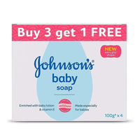 Johnson & Johnson Baby Soap For Bath Combo Offer Pack, 100G (Buy 3 Get 1 Free) & Johnson's Baby Cream For Summer, 100G