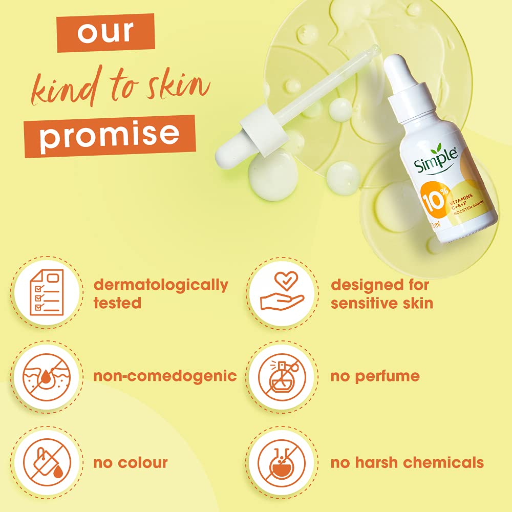 Simple Booster Serum With 10% Vitamin C+E+F 30ml | For Youthful Glowing Skin & Instant Visible Results | For All Skin Types