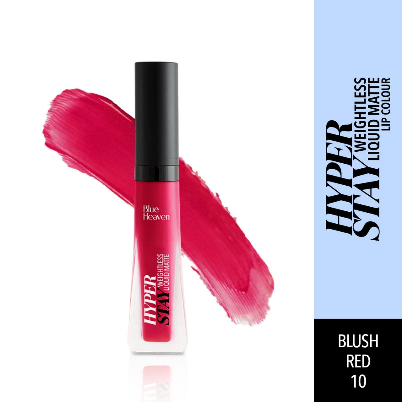 Blue Heaven Hyper Stay Weightless Liquid Matte Lipstick | Long-lasting & Smudge Proof | Non-Transfer Matte Lipstick for Women| Blush Red-10 | 6ml