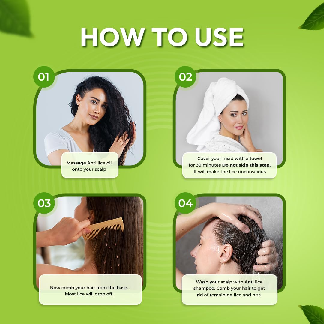 Vcare Anti Lice Shampoo and Oil Combo (Pack of 2), Removes Lice and Nits | Lice Treatment | Head Lice | Lice Egg Removal- 90ml