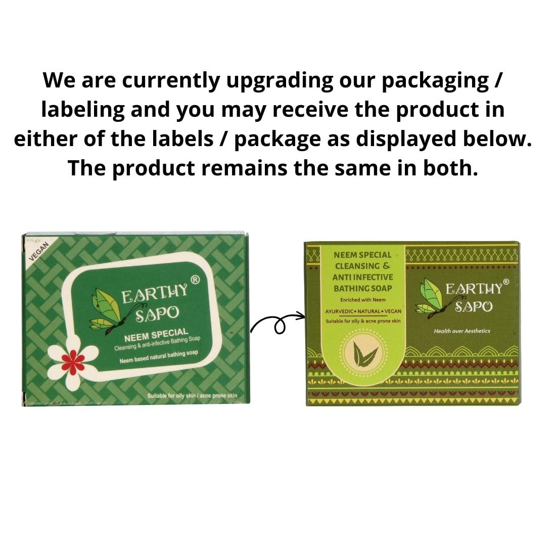 Earthy Sapo Handmade Neem Bathing Soap, 100g, Pack of 1 | Natural Cleansing Soap | Neem-Based Formula for Daily Use | For oily skin | Vegan, Eco-Friendly, Free from Chemicals