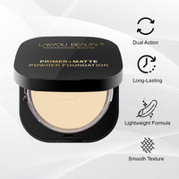 Lakyou Beauty Primer + Matte Compact Powder Foundation 15g, Shade-01 (White Ivory) | All-in-One Primer & Foundation | Lightweight Matte Finish | Long-Lasting | Oil-Control