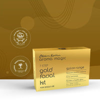 Aroma Magic 7 step Gold Facial Kit | Firms, Tones & Renders a healthy glowing skin| with Marigold & Rose Extracts| All Skin type| Single Use| Pack of 1 (20g + 18ml)
