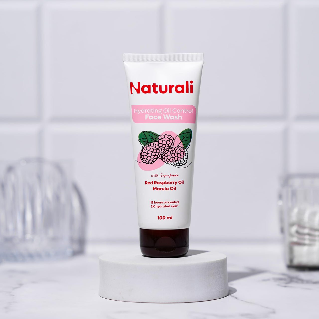 Naturali Hydrating Oil Control Face Wash with Red Raspberry Oil & Marula Oil | Deep Cleansing | Oil Control | Hydrating | Ideal for Oily Skin | 100ml