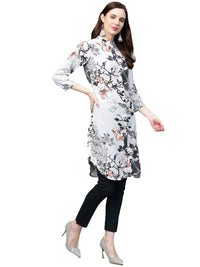 Jompers Women's  A-Line Crepe Georgette Kurta (Blue)