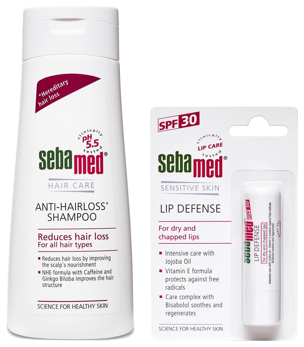 SebaMed Anti-Hairloss Shampoo, 200ml & SebaMed SPF 30 Lip Defense Stick, 4.8g