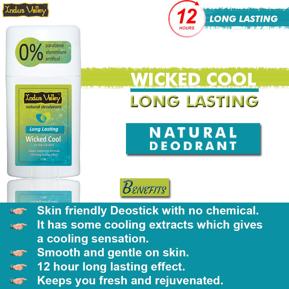 INDUS VALLEY Wicked Cool Deodorant Stick for Unisex, 50g