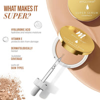 MyGlamm Super Serum Compact - 201N Sesame, 9g | Infused With Hyaluronic Acid & Vitamin E | Matte Finish Compact Powder | All Skin Types