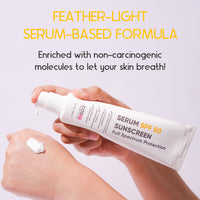 Cos-IQ Sunscreen Serum SPF 50 PA++++ Broad Spectrum, UVA, UVB & IR Protection, No White Cast, Ultra-Light Weight, Skin Safe, Dewy Finish For Unisex, 100ml