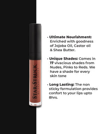 STARSTRUCK BY SUNNY LEONE Glossy Liquid Lip Color, Brown | Highly Pigmented, Hi-Shine & Non-Sticky Formula | Lip Gloss For Girls, Women | Caramello