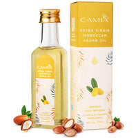 CAMIA - Organic Moroccan Argan Oil for Skin & Hair | Premium Extra Virgin Cold Pressed Oil, 100% Natural | Argan Oil Improves Skin & Hair Elasticity & Provides Intense Hydration | 100 ML Glass Bottle