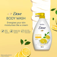 Dove Energising Body wash with energising lemon scent and nourishing Vitamin C, 100% gentle and paraben free/sulphate free cleansers, 100% plant- based moisturisers, 800ml