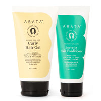 Arata Curl Care Duo Combo Of 2-Leave-In Conditioner(100Ml)&Gel(150Ml)|For Frizzy,Wavy,Curly Hair|Hydration,Moisture&All-Season Curl|No Sulphate,Paraben,Silicone|Aloe Vera|Cg Approved,2 Count