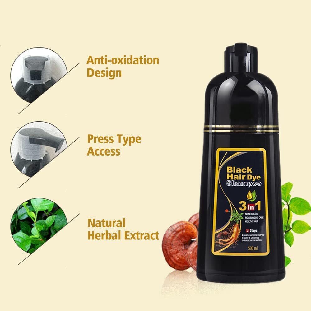 URBANMAC Herbal 3 in 1 Hair Dye Instant Black Hair Shampoo for Women & Men